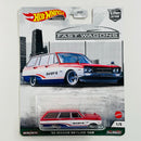 2021 Hot Wheels Premium Car Culture Fast Wagons 69 Nissan Skyline Van rojo con blanco Llantas de Goma RR base ZAMAC