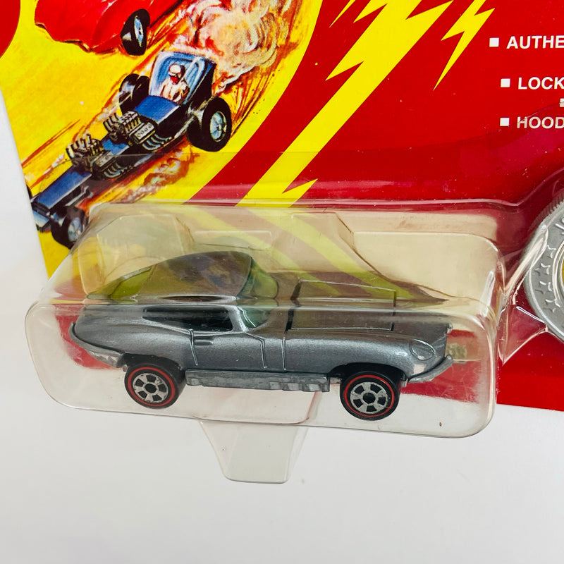 1993 Johnny Lightning The Challengers Commemorative Limited Edition Custom XKE Jaguar plata Redline con Moneda Coleccionista