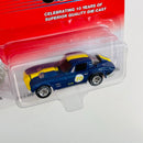 2004 Johnny Lightning Limited Anniversary Edition Corvette Grand Sport azul Llantas de Goma con Moneda Coleccionista