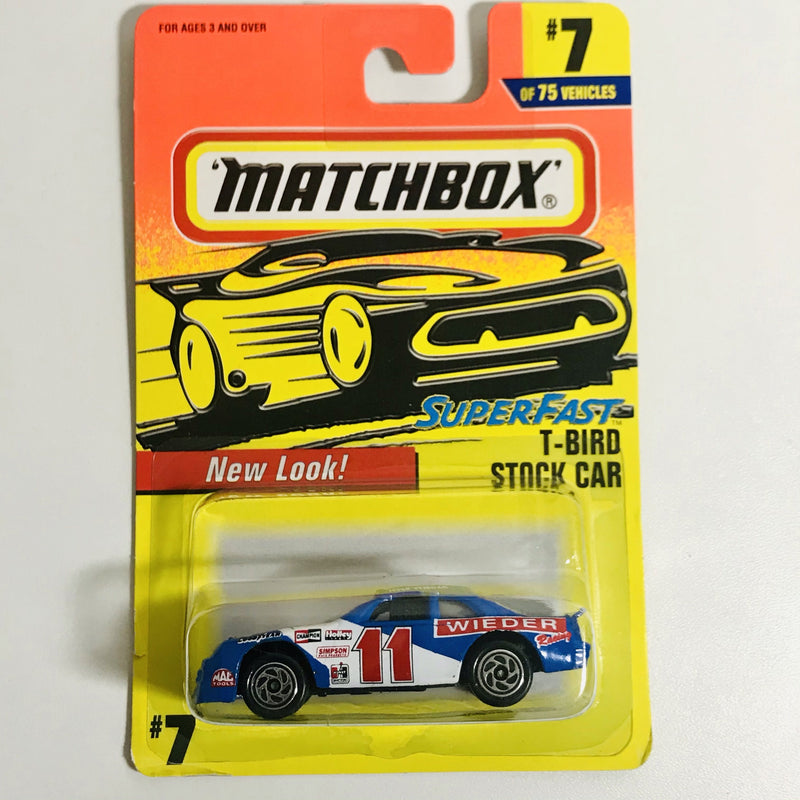 1996 Matchbox Super Fast Ford T-Bird Stock Car 7 azul