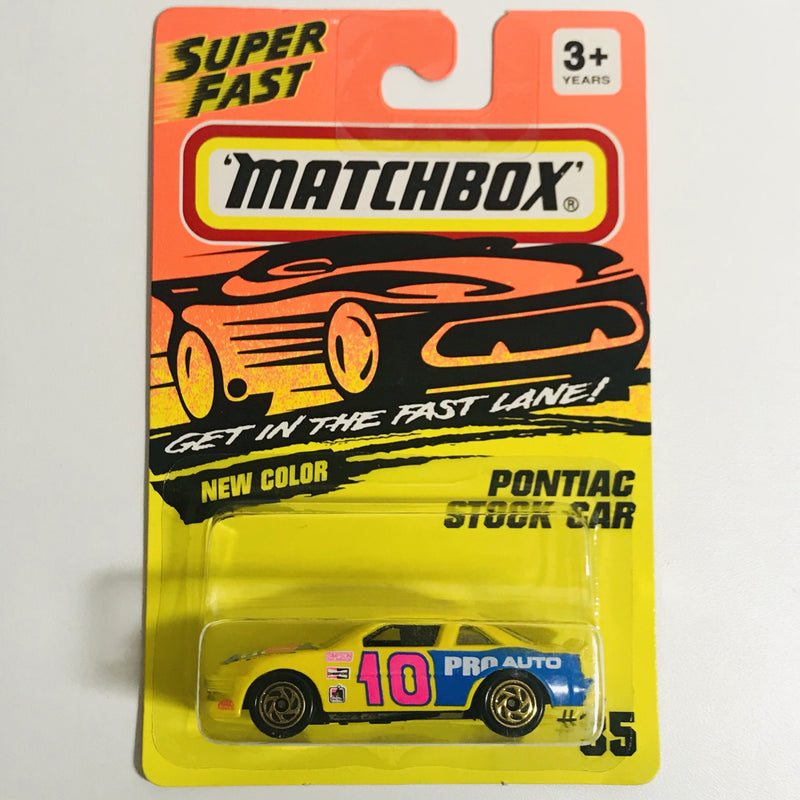 1994 Matchbox Super Fast Pontiac Stock Car 35 amarillo