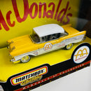 1999 Matchbox Collectibles 1:43 McDonalds 1957 Chevy Bel Air Hardtop amarillo con blanco Llantas de Goma