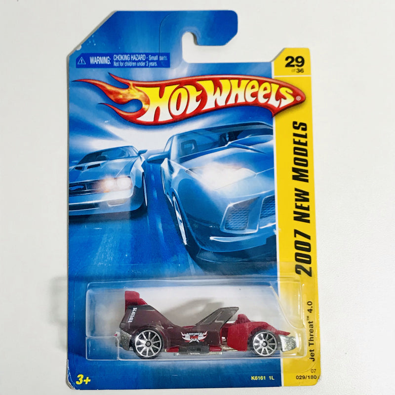 2007 Hot Wheels New Models Jet Threat 4.0 rojo 10SP base ZAMAC