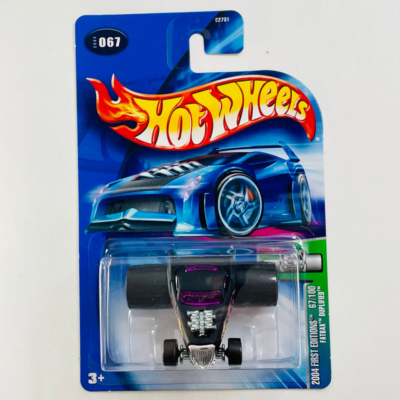 2004 Hot Wheels First Editions Fatbax Duplified 067 negro 5SP base ZAMAC