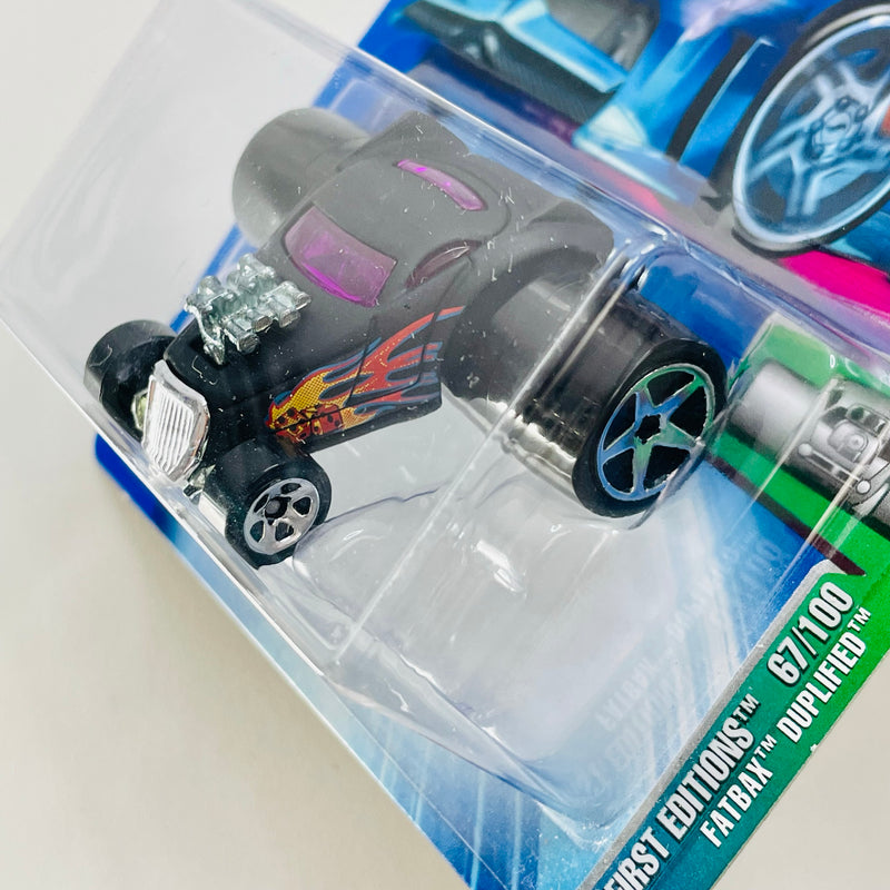 2004 Hot Wheels First Editions Fatbax Duplified 067 negro 5SP base ZAMAC