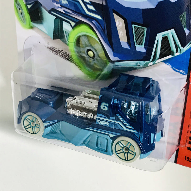 2014 Hot Wheels HW Race Rennen Rig azul GitD PR5