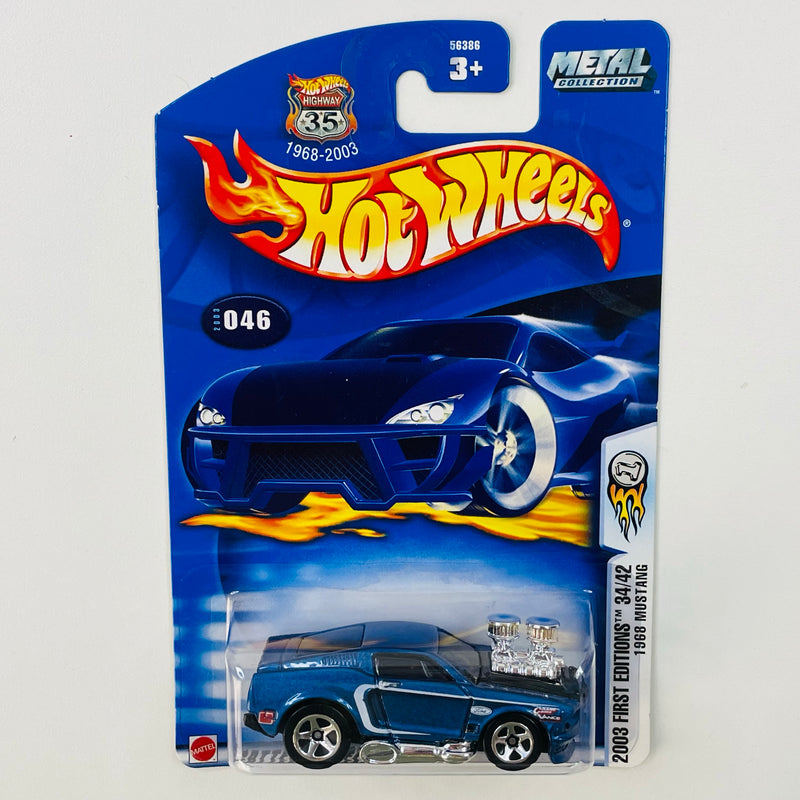 2003 Hot Wheels First Editions 1968 Ford Mustang 046 azul metálico 5SP