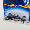 2003 Hot Wheels First Editions Tire Fryer 034 azul metálico 5SP con SK5 base ZAMAC Primera Edición