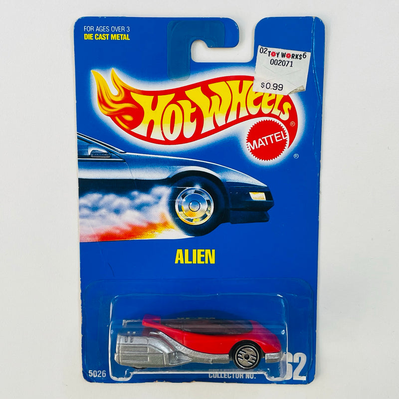 1990 Hot Wheels Alien 62 rojo y plata metálico UH base ZAMAC