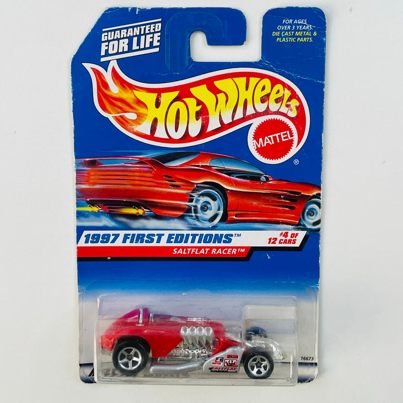 1997 Hot Wheels First Editions Saltflat Racer rojo 5SP base Tailandia