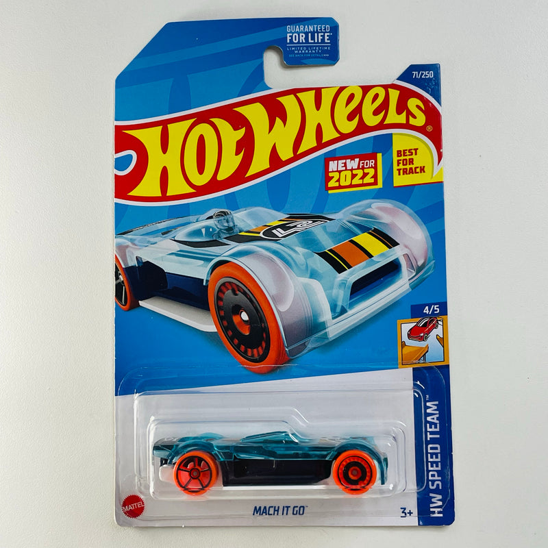 2022 Hot Wheels HW Speed Team Mach It Go celeste AD con OH5