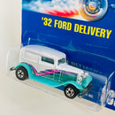 1991 Hot Wheels 32 Ford Delivery 135 blanco con turquesa BW base ZAMAC