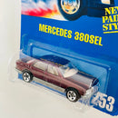 1994 Hot Wheels Mercedes 380 SEL 253 rojo metálico 5SP base ZAMAC
