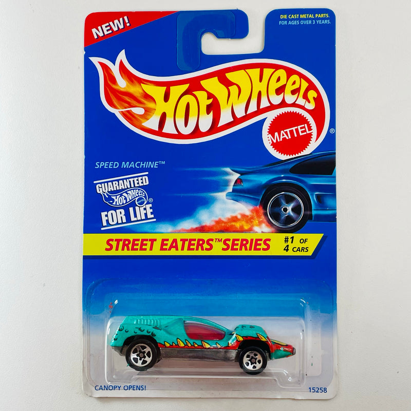 1996 Hot Wheels Street Eaters Speed Machine verde metálico 5SP base ZAMAC