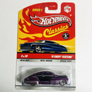 2009 Hot Wheels Classics Series 5 47 Chevy Fleetline morado spectraflame Redline 5SP base ZAMAC