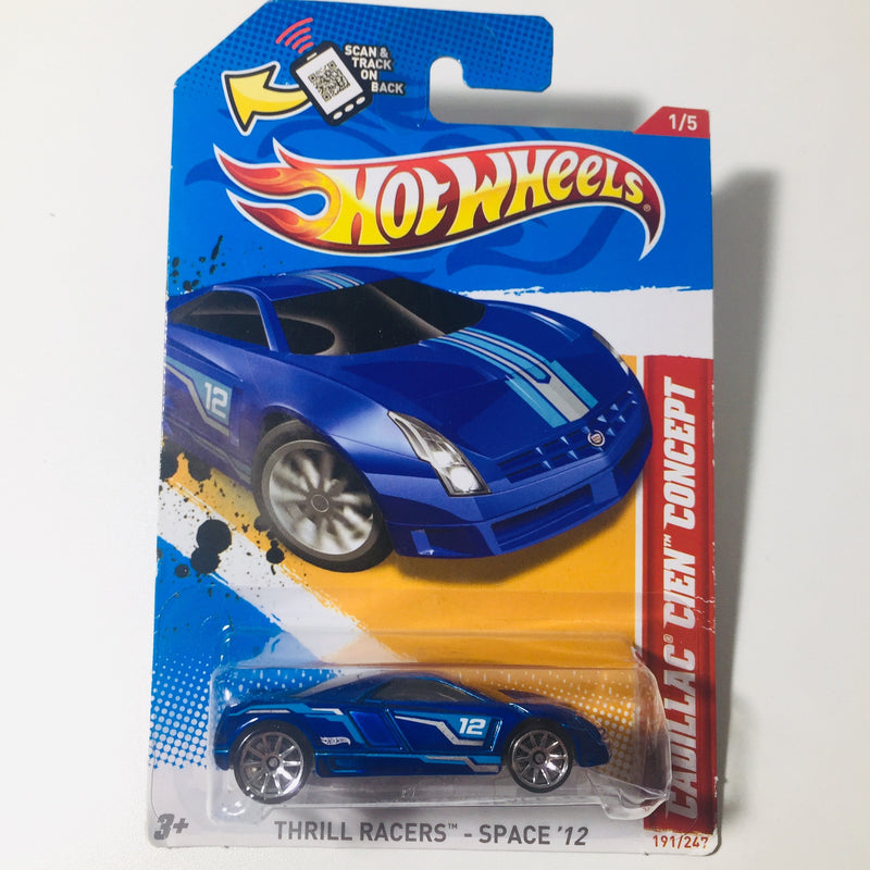 2012 Hot Wheels Thrill Racers Space Cadillac Cien Concept azul 10SP