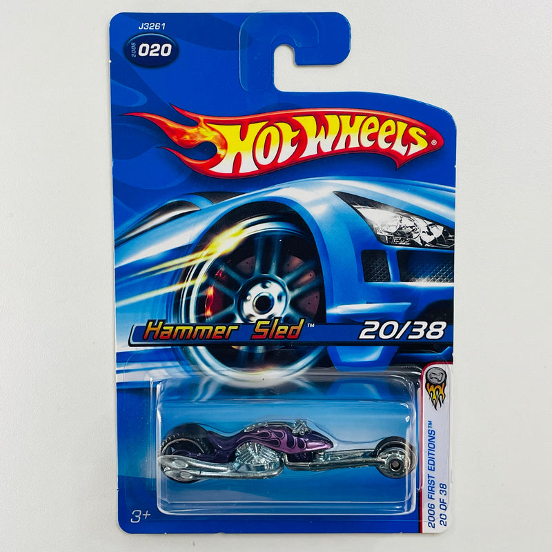 2006 Hot Wheels First Editions Hammer Sled 020 morado metálico MC3 base ZAMAC