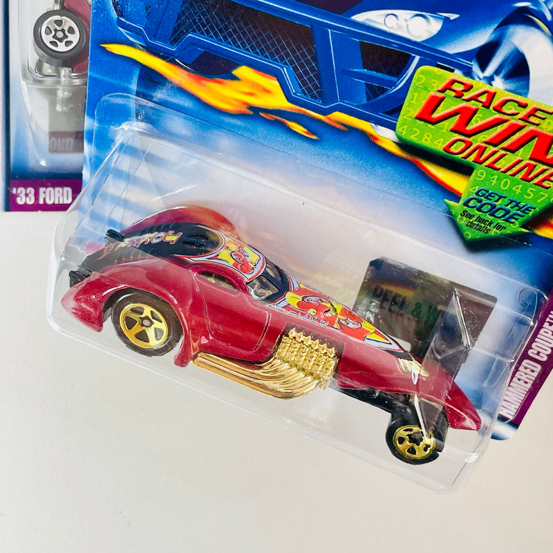 2002 Hot Wheels Trump Cars Series Colección Set de 4 - Dodge Charger R/T, Hammered Coupe, Montezooma, 33 Ford Roadster