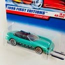 1998 Hot Wheels First Editions Jaguar XK8 verde metálico LW variante Tarjeta Auto Rojo