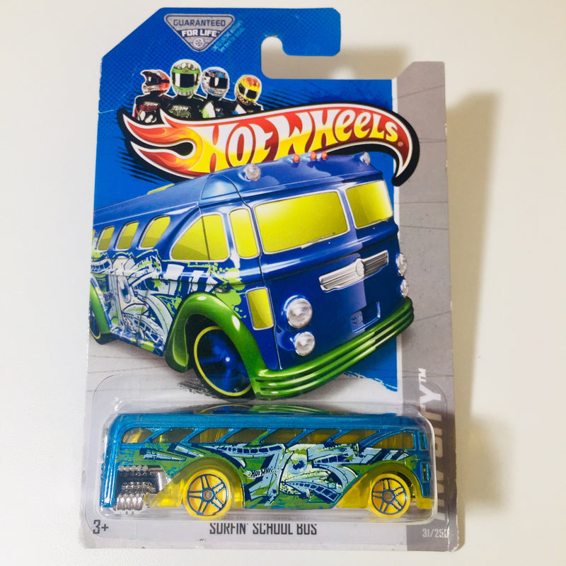 2013 Hot Wheels HW City Surfin School Bus azul PR5