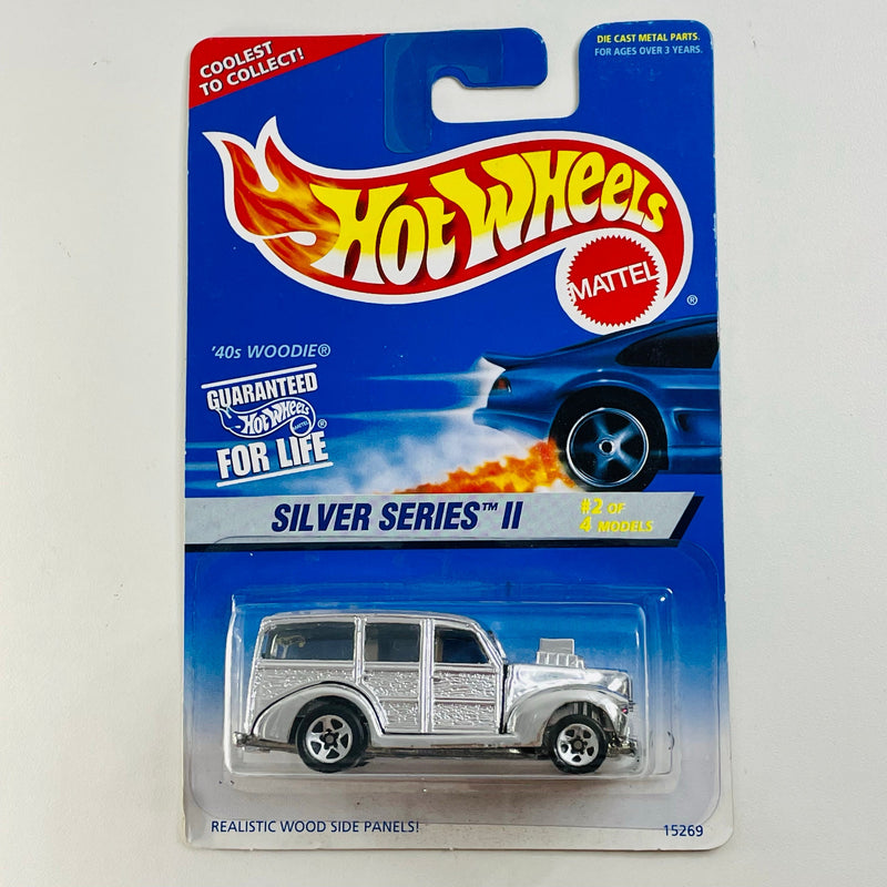 1996 Hot Wheels Silver Series II 40s Woodie Ford cromado 5SP base ZAMAC