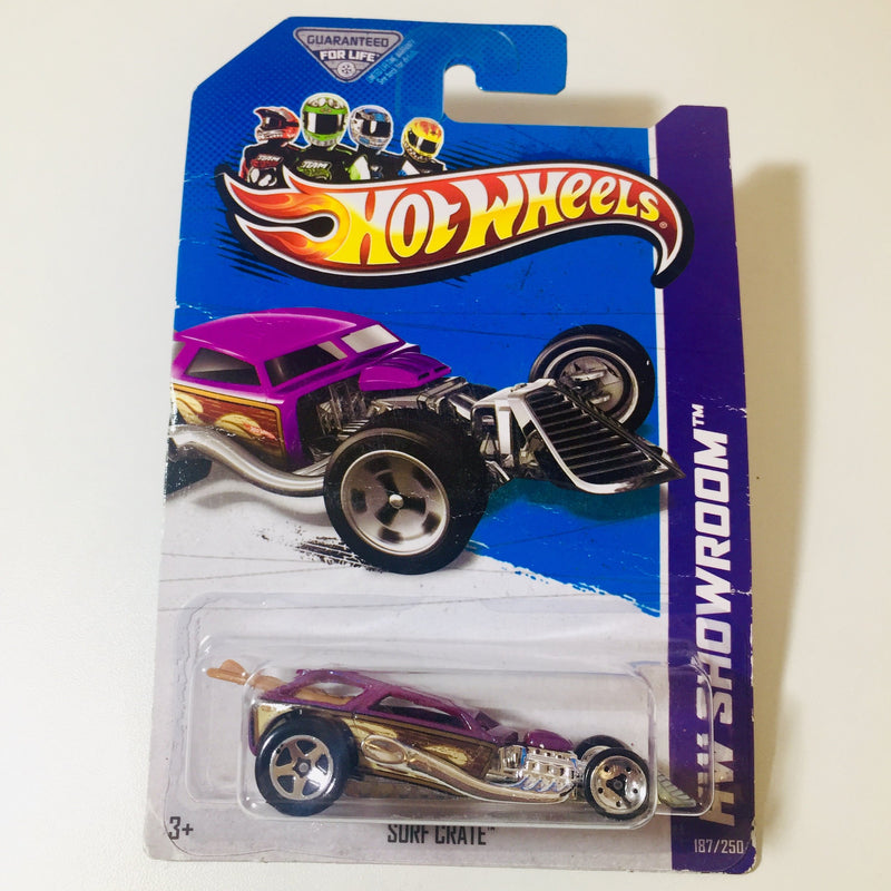 2013 Hot Wheels HW Showroom Surf Crate morado 5SP con SK5 base ZAMAC