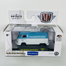 2018 M2 Machines Auto-Thentics Limited Edition 1/6,888 1960 VW Volkswagen Delivery Van USA Model VW05 blanco con celeste Llantas de Goma
