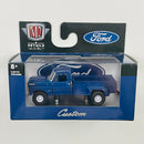 2021 M2 Machines Auto-Thentics Limited Edition 1/8,400 1970 Ford F-100 Custom 4x4 R68 azul Llantas de Goma