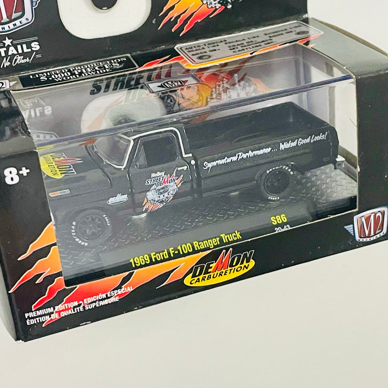2020 M2 Machines Limited Edition 1/5,000 O'Reilly Holley Street Demon 1969 Ford F-100 Ranger Truck S86 negro Llantas de Goma