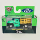 2021 M2 Machines Auto-Thentics Limited Edition 1/8,400 1956 Ford F-100 Stakebed Truck R69 verde Llantas de Goma