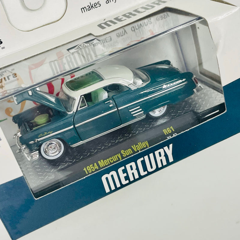 2021 M2 Machines Detroit Muscle Limited Edition 1/9,600 1954 Mercury Sun Valley R61 azul Llantas de Goma