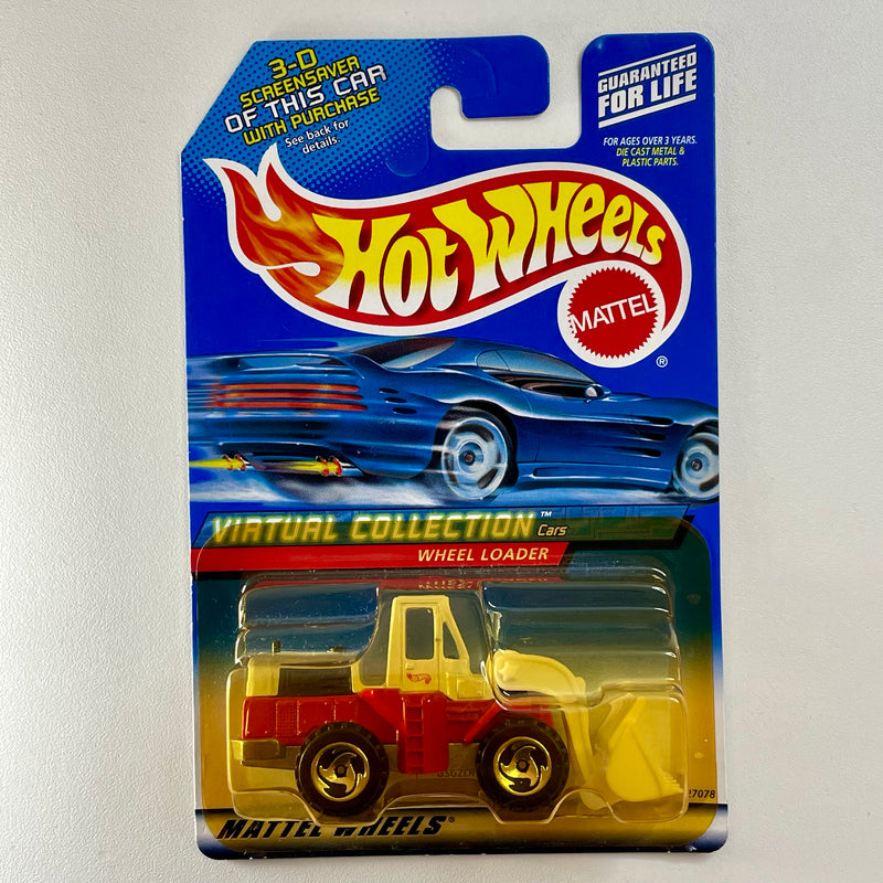 2000 Hot Wheels Virtual Collection CAT Wheel Loader blanco con rojo SB base ZAMAC