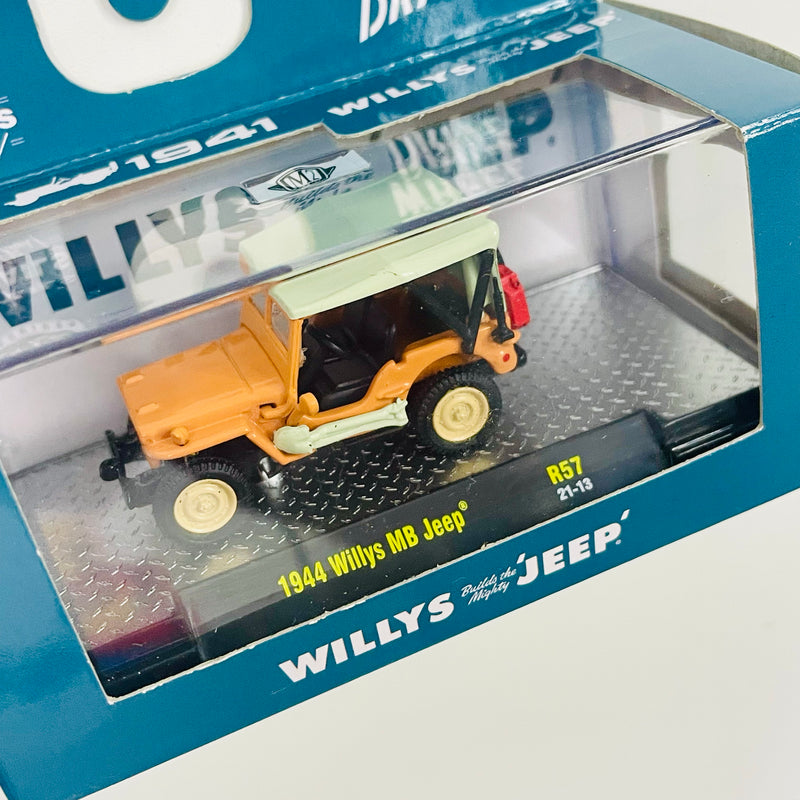2021 M2 Machines Detroit Muscle Limited Edition 1/7,650 4 Wheel Drive 1944 Willys MB Jeep R57 naranja Llantas de Goma