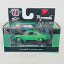 2022 M2 Machines Detroit Muscle Limited Edition 1/8,400 1969 Plymouth Road Runner HEMI R62 verde Llantas de Goma