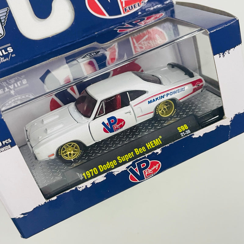 2021 M2 Machines Auto-Promos Limited Edition 1/5,000 VP Racing Fuels 1970 Dodge Super Bee HEMI S98 blanco Llantas de Goma