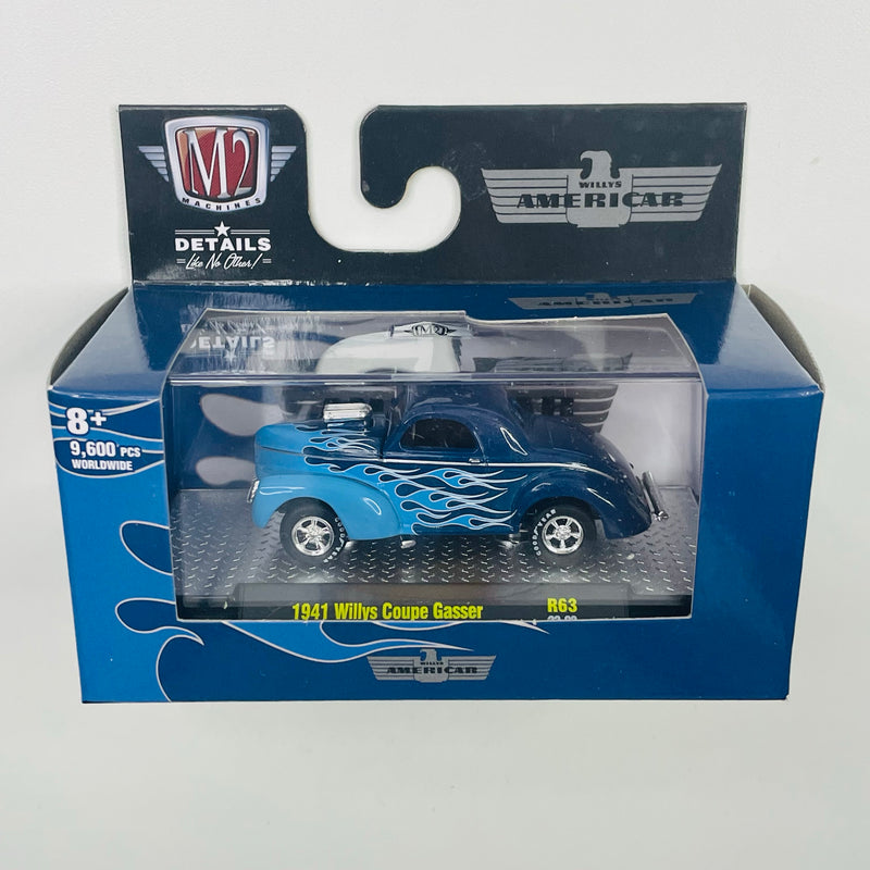 2022 M2 Machines Detroit Muscle Limited Edition 1/9,600 Willys Americar 1941 Willys Coupe Gasser R63 azul Llantas de Goma