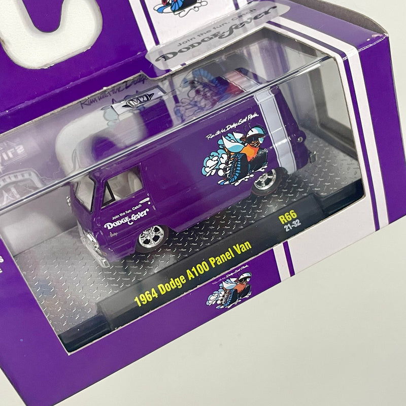 2021 M2 Machines Auto-Thentics Limited Edition 1/7,250 Dodge Fever 1964 Dodge A100 Panel Van R66 morado Llantas de Goma