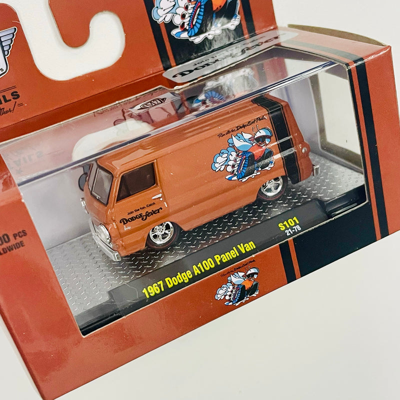 2021 M2 Machines Auto-Promos Limited Edition 1/5,000 Dodge Fever 1967 Dodge A100 Panel Van S101 naranja Llantas de Goma