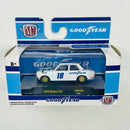2019 M2 Machines Limited Edition 1/7,800 Walmart Exclusive Goodyear 1970 Datsun 510 WMTS09 blanco Llantas de Goma