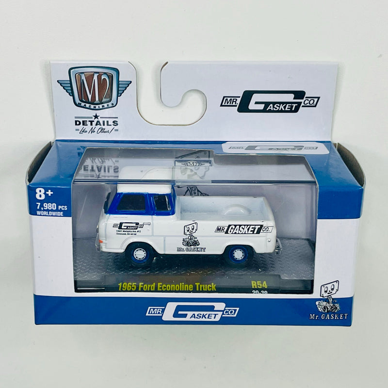 2020 M2 Machines Detroit Muscle Limited Edition 1/7,980 Mr Gasket Co 1965 Ford Econoline Truck R54 blanco Llantas de Goma