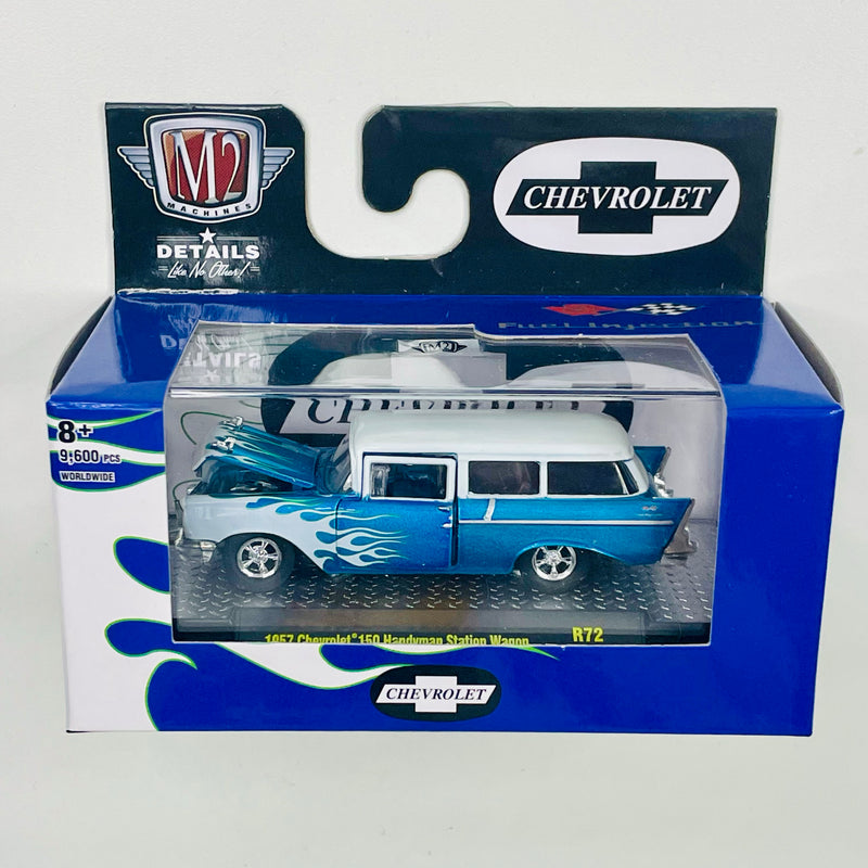 2022 M2 Machines Auto-Thentics Limited Edition 1/9,600 Fuel Injection 1957 Chevrolet 150 Handyman Station Wagon R72 azul Llantas de Goma