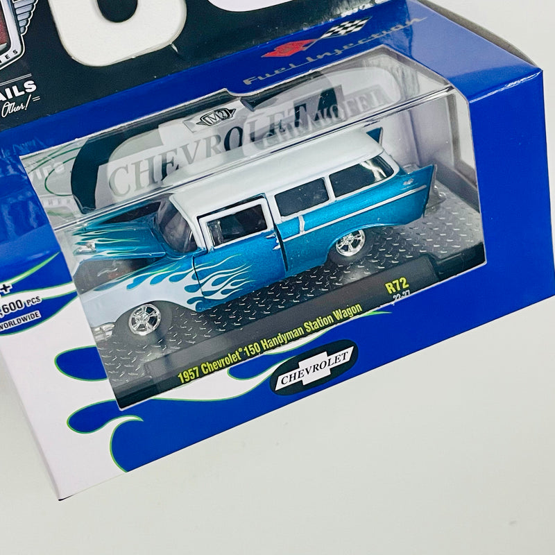 2022 M2 Machines Auto-Thentics Limited Edition 1/9,600 Fuel Injection 1957 Chevrolet 150 Handyman Station Wagon R72 azul Llantas de Goma