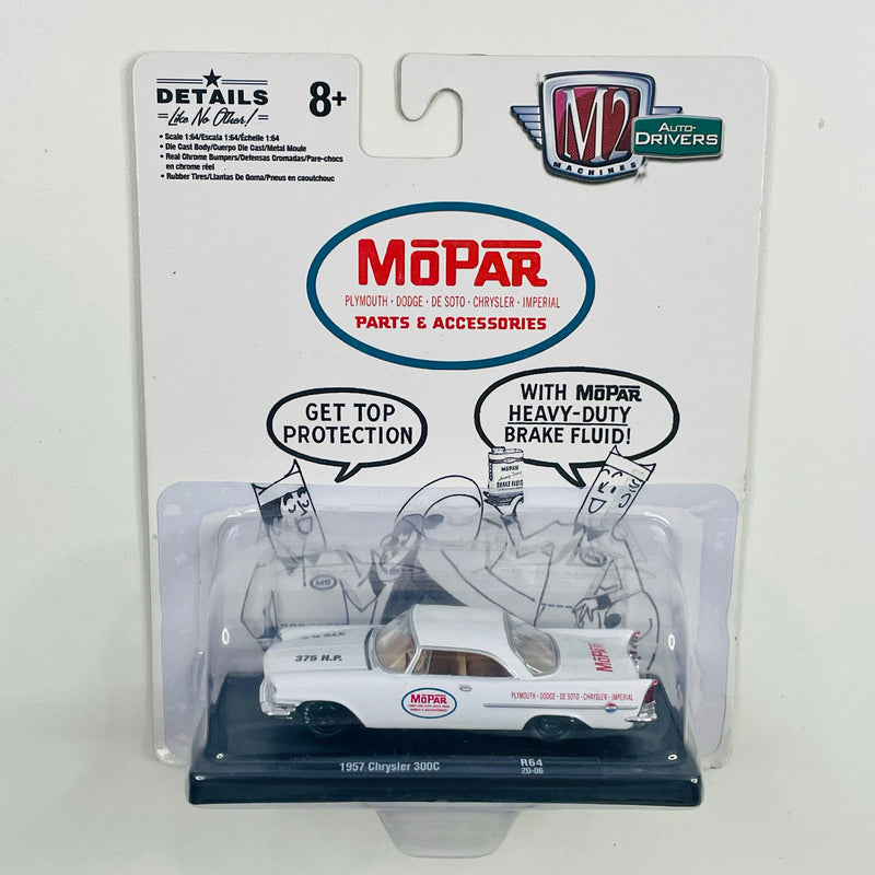 2020 M2 Machines Auto-Drivers Limited Edition Mopar 1957 Chrysler 300C R64 blanco Llantas de Goma