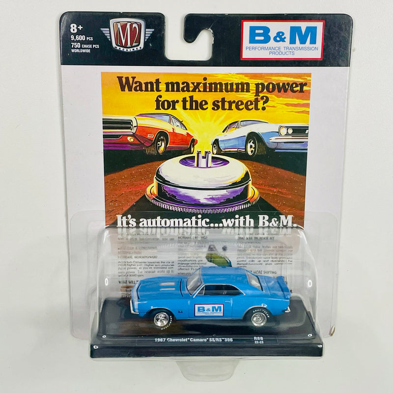 2022 M2 Machines Auto-Drivers Limited Edition 1/9,600 B&M Performance 1967 Chevrolet Camaro SS/RS 396 R88 azul Llantas de Goma