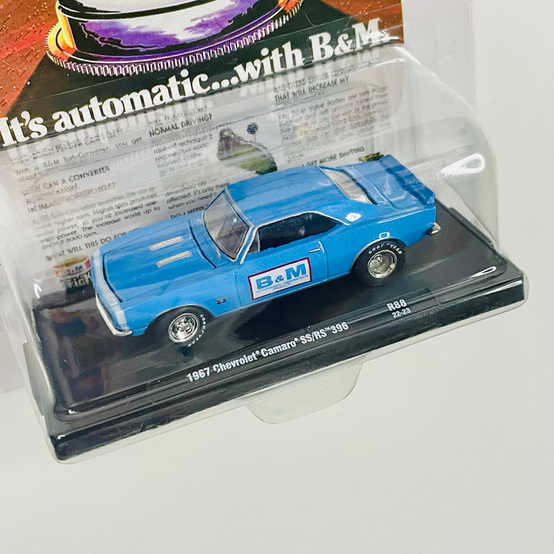 2022 M2 Machines Auto-Drivers Limited Edition 1/9,600 B&M Performance 1967 Chevrolet Camaro SS/RS 396 R88 azul Llantas de Goma