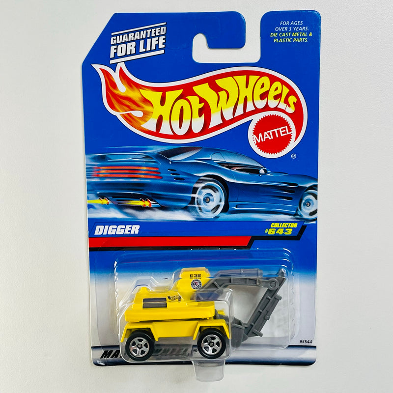 1997 Hot Wheels Digger 643 amarillo 5SP variante Tarjeta Auto Azul - Casting Corgi