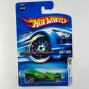 2006 Hot Wheels First Editions Preying Menace 018 verde metálico PR5 base ZAMAC