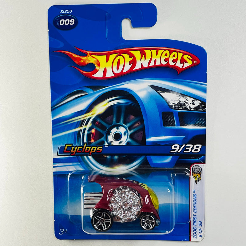 2006 Hot Wheels First Editions Cyclops 009 rojo PR5 base ZAMAC