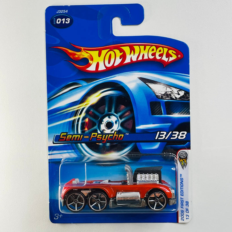 2006 Hot Wheels First Editions Semi-Psycho 013 naranja metálico base ZAMAC