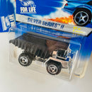 1996 Hot Wheels Silver Series II Colección Set de 4 - CAT Dump Truck, 40s Woodie Ford, 57 Chevy, Oscar Mayer Wienermobile